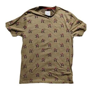 Denim & Flower Ricky Singh Men's Santa Dabbing Allover Print‎ T-Shirt M Beige